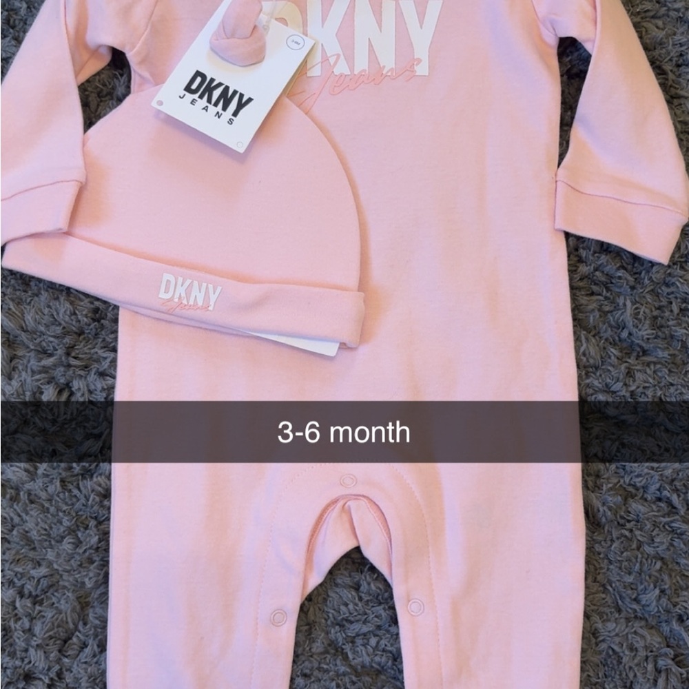 DKNY Kids Pink One Piece and Hat Set